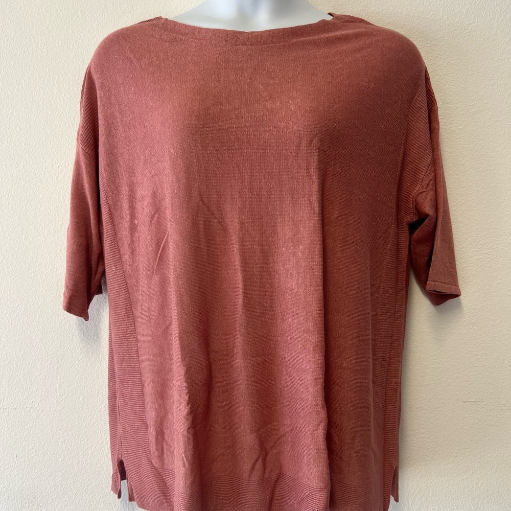 Women’s Grace linen blend light knit sweater dusty pink sizes 1X & 2X